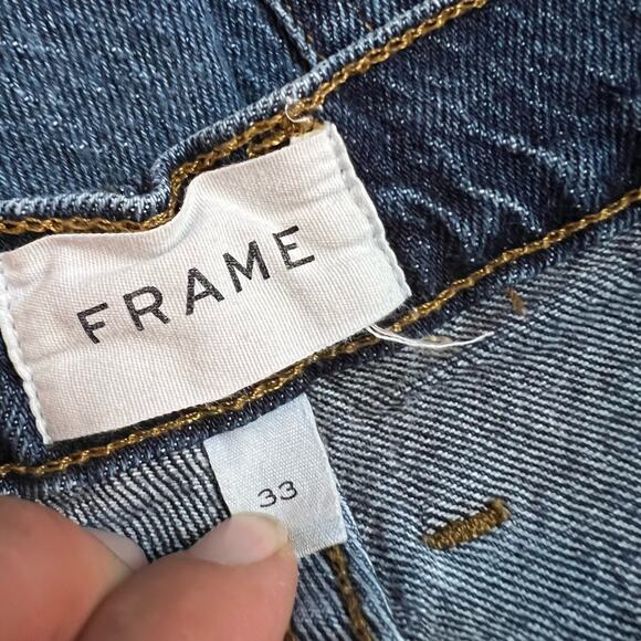 Frame Jeans Womens 33 Blue Hallam Le High N Tight Straight Leg Medium Wash Denim - Picture 6 of 11